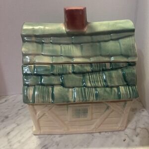 McCoy W-31 Brush Cookie Jar Old Log Cabin 11" Crackle Glaze